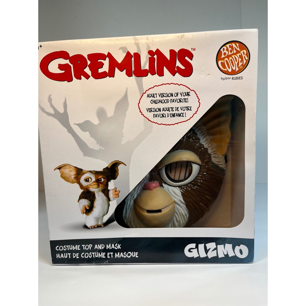 Ben Cooper Gremlins Gizmo Adult Costume Top and Mask Set Rubies One Size NEW